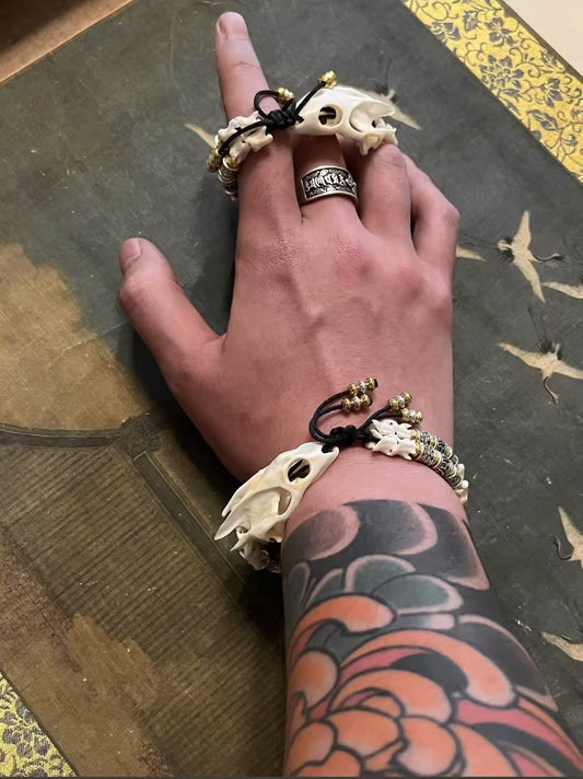 Bi Xi Snake Bone Spirit Head Bracelet Dragon Son Protection Taoist Spiritual