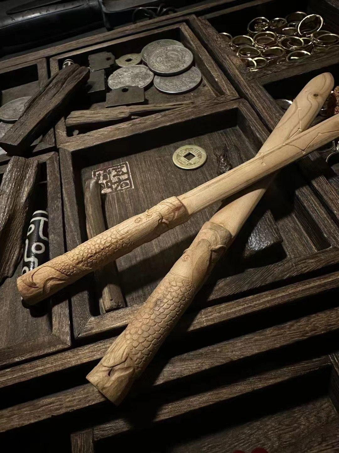 Peach Wood Sword Hairpin Carving - Thunderstrike Taoist Ritual Knife