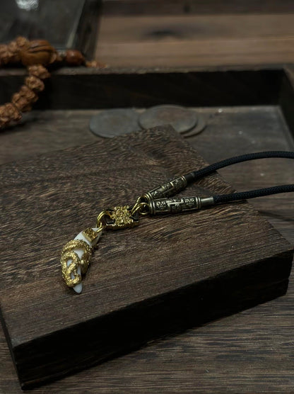 Python Ruins Bronze Hunter Pendant — Chinese Mystical Artifact & Sacred Talisman for Protection and Energy Cleansing