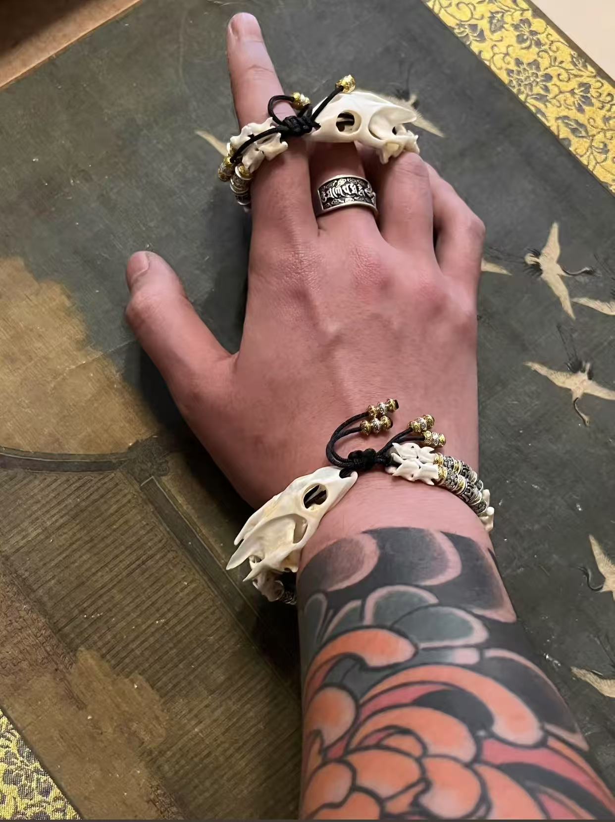 Bi Xi Snake Bone Spirit Head Bracelet Dragon Son Protection Taoist Spiritual 