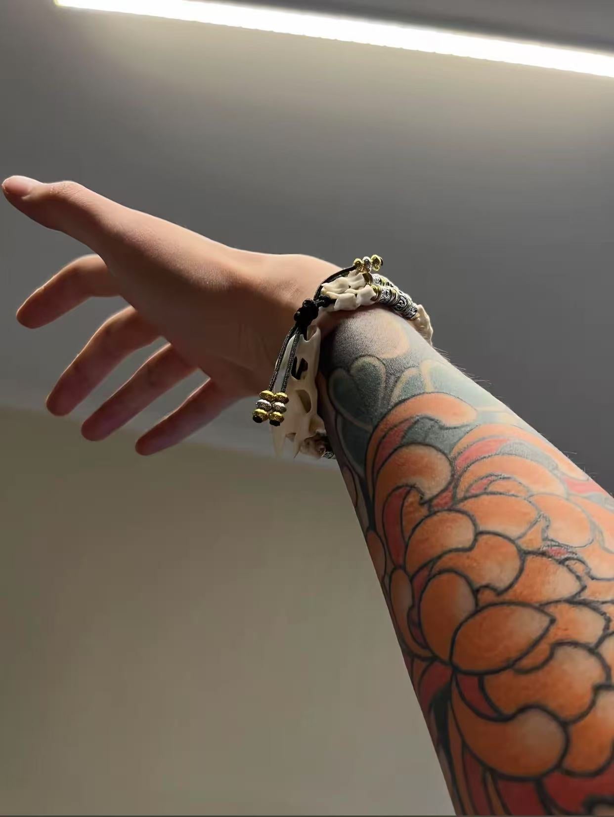 Bi Xi Snake Bone Spirit Head Bracelet Dragon Son Protection Taoist Spiritual 