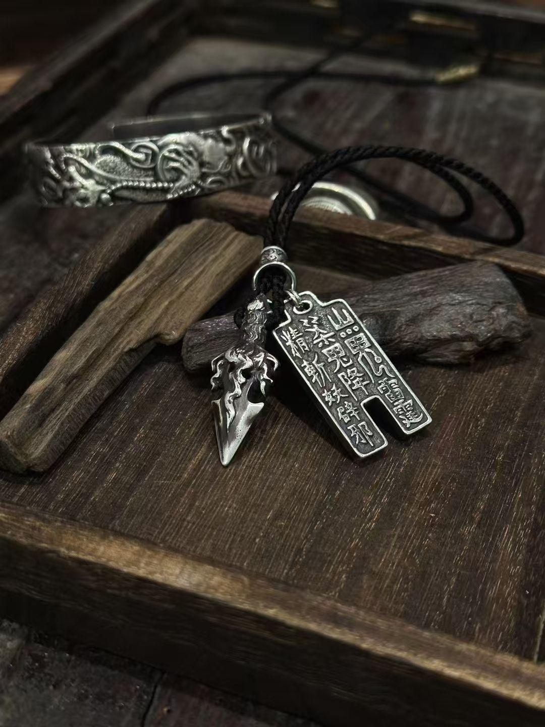 Fire Spear Crane Arrowhead Pendant Ancient Taoist Mystical Artifact Focus Protection