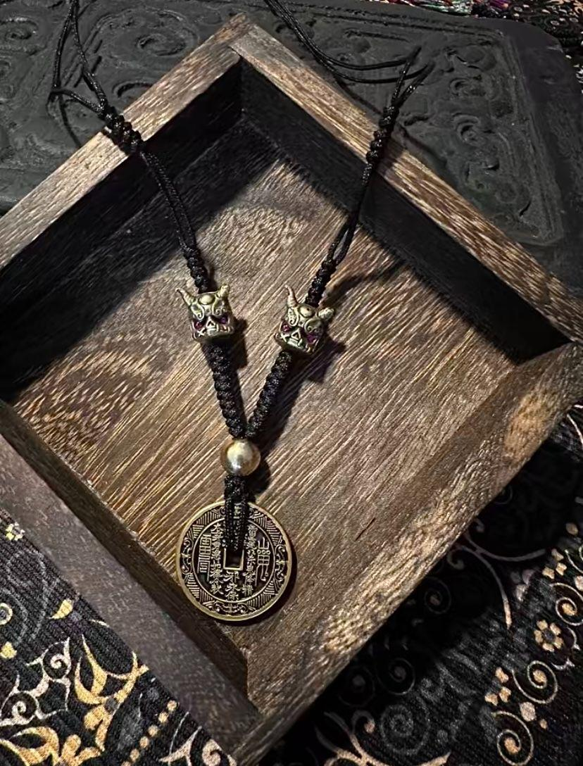Fortune Tongxu Necklace Ancient Taoist Feng Shui Prosperity Amulet Wealth Attraction