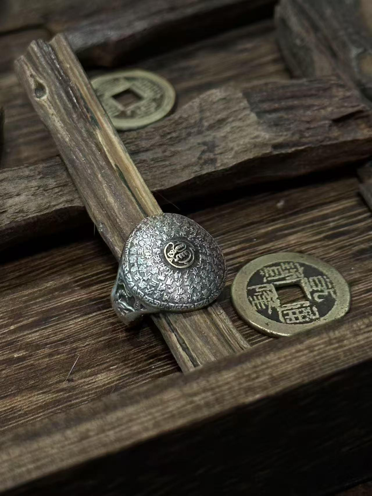 Golden Light Mantra Ring Buddhist Protection Spiritual Jewelry Enlightenment