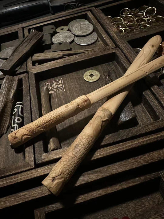   Peach Wood Sword Hairpin Carving - Thunderstrike Taoist Ritual Knife