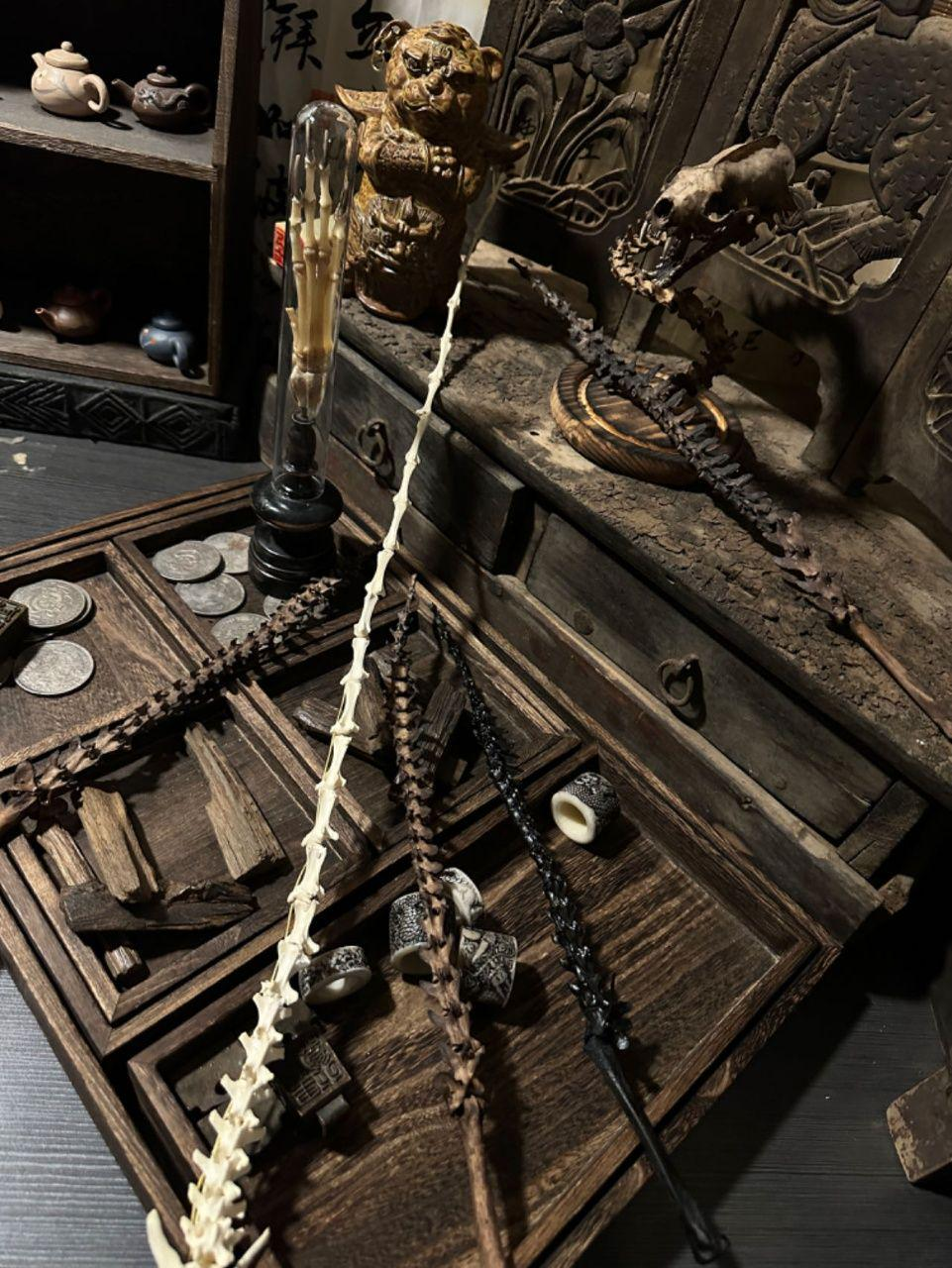 The sword spine is tempered with the hundred-year-old snake bones of Mount Zhongnan. The Wudang swordsmith engraved the synaptic runes with the Shangqing Bone Marrow Sutra. The meteorite iron melted the Beidou evil spirit into the blade. This is not a decoration, but a quantum-level anti-killing program reconstructed by Taoist anatomy: the 26 segments of the snake spine coincide with the key points of the human Du channel. When encountering PUA rhetoric, it automatically triggers 14Hz backlash brain waves. 