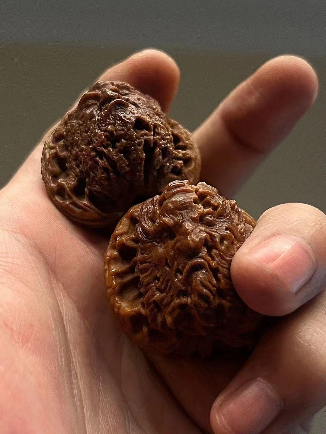 Walnut Carving Vintage Spiritual Art Ancient Craftsmanship Collector Piece